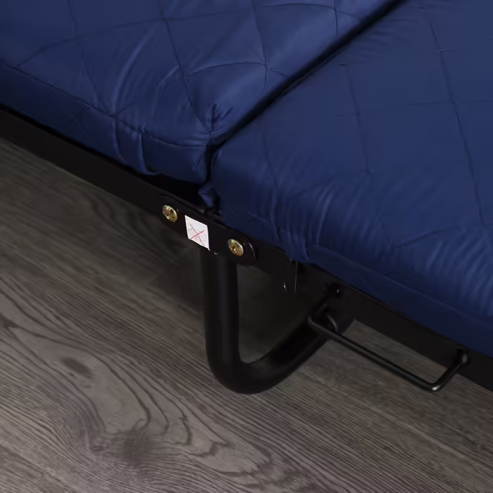 HOMCOM Folding Guest Bed 2-in-1 with Adjustable Headrest and Wheels, Steel Frame, Foam, Blue 184x65x26cm for Flexible Sleeping