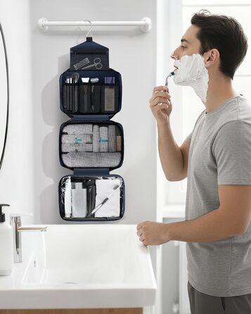 Сумка для туалетних речей Maliton: велика водонепроникна сумка для подорожей, спорту та басейну | 4 відділення | Складана | Navy Blue