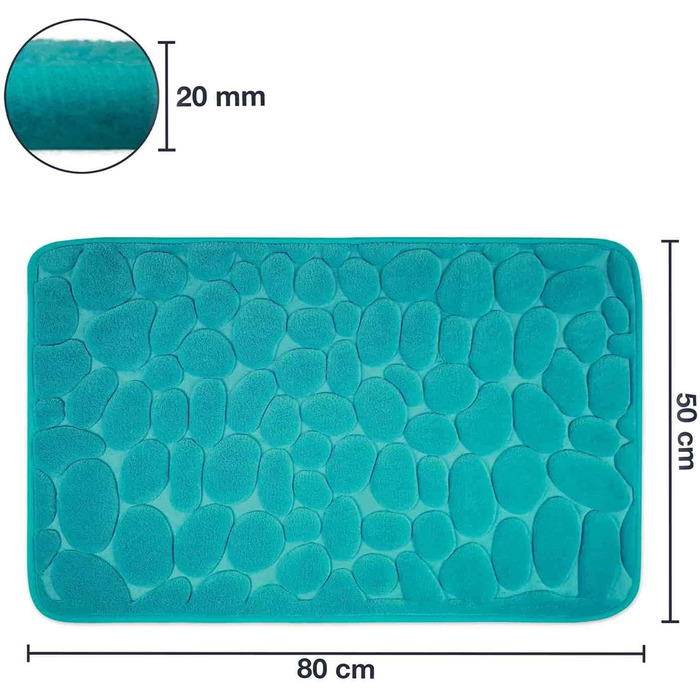 Memory Foam Bathroom Rug - Non-Slip Washable & Quick-Dry Bath Mat - 50x80 cm Petrol