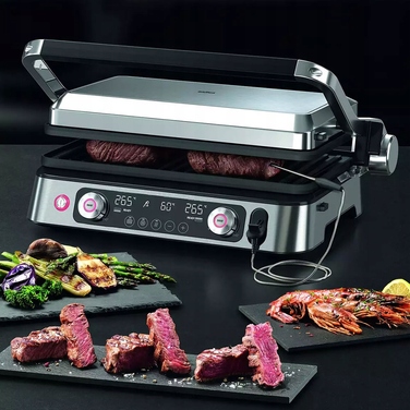 Електричний гриль Braun MultiGrill 9 Pro 2200 Вт, складаний, сріблястий/сірий