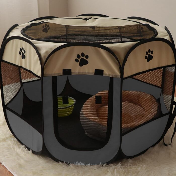 Клітка-вигул для цуценят 91x91x58 см, складана переносна клітка для тварин, для собак, кроликів, морських свинок, котів, для дому та відпочинку на природі