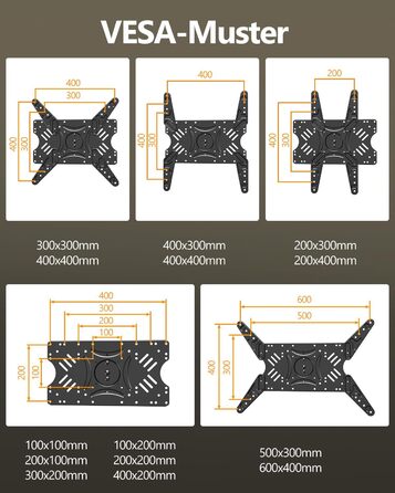 Настінне кріплення для телевізора Heavy Duty XXXL 60-120 дюймів, поворотне, з регулюванням нахилу, до 125 кг, VESA 200x100-600x400 мм
