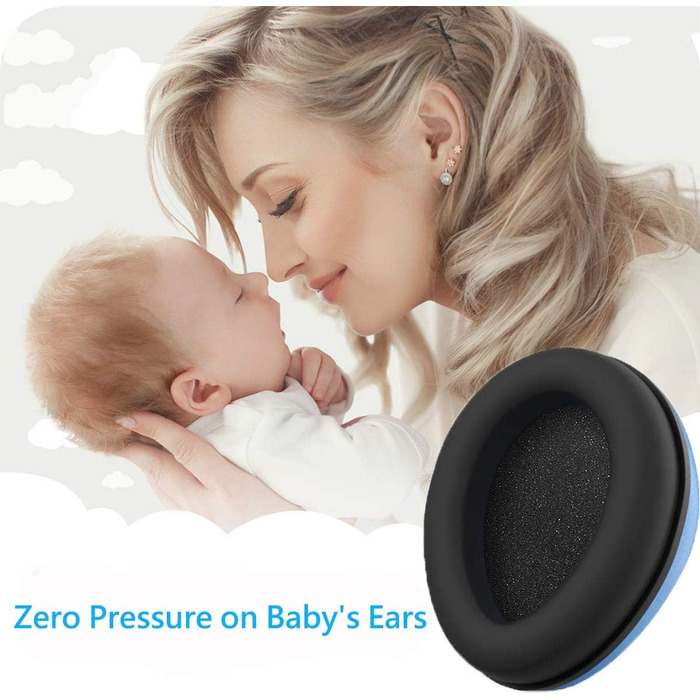 Навушники для захисту вух дитини 0-2 роки - шумозахисні навушники для літака, сну та повсякденного використання | Регульовані, м'які та легкі для новонароджених та малюків, (Блакитні)