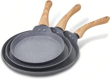 Набір сковорідок Maxspace 3 шт. з антипригарним покриттям, індукційне дно 18, 22, 26 см, для всіх плит (сірий)