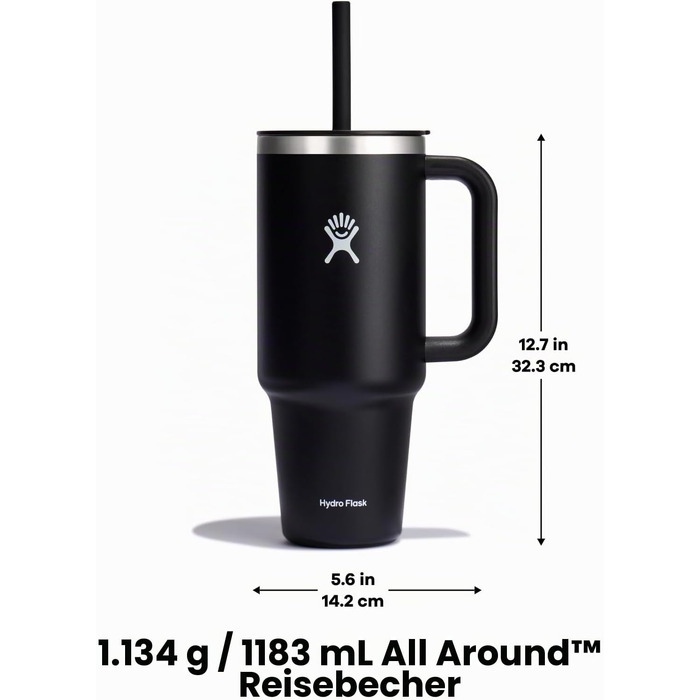 Термостакан Hydro Flask Travel Tumbler 1.2 л з трубою, нержавіюча сталь, вакуумна ізоляція, White