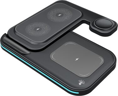 MMOBIEL Бездротова зарядка 3-в-1 для iPhone, Apple Watch та AirPods - 15W швидка індуктивна зарядка - Чорний колір