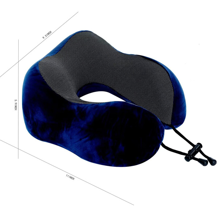 Подушка для шиї з піною Memory Foam, 360-градусна підтримка голови, комфортна та легка, ідеальна для подорожей (літак, авто, поїзд, автобус) та дому, з чохлом (Блакитна)