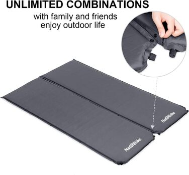 Кемпінговий килимок Naturehike надувний, 6 см, сірий - для кемпінгу, подорожей та піших прогулянок