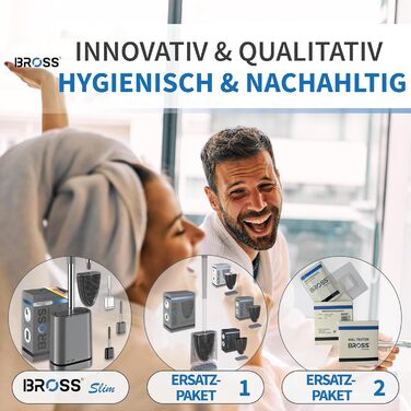 Силіконова щітка для унітазу Bross® - антибактеріальна, з тримачем, для стіни, 1 шт.