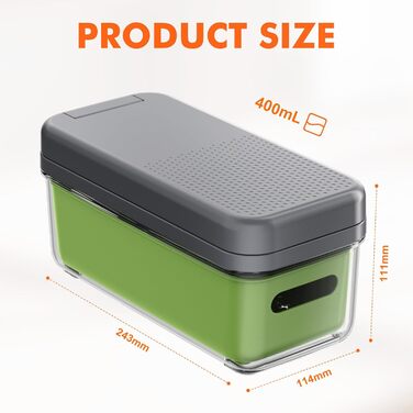 Ibergrif M521 - Набір для нарізки овочів 6-в-1, подрібнювач, кубики, слайси, 1200 мл, без BPA, для миття в посудомийній машині, чорно-зелений