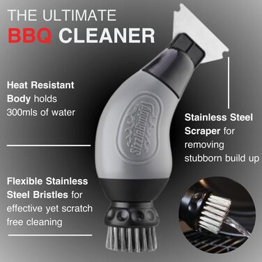 Sizzle Buddy Grill Brush with Scraper – Stainless Steel Grill Cleaning Brush – Safe, Durable, Heat-Resistant Bristles – Easily Removes Grease and Food – No Scratch Cleaning