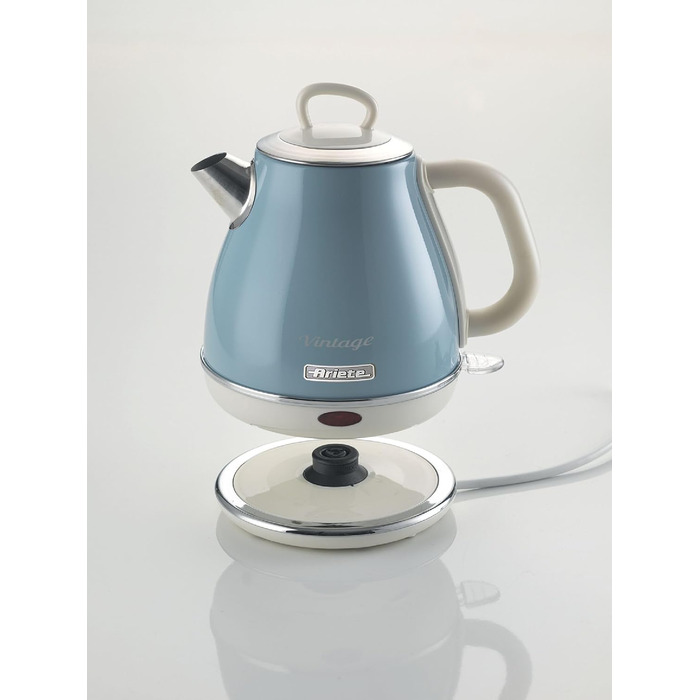 Електричний чайник Ariete Vintage 2868 Beige (Blau), 1 літр, нержавіюча сталь, 1600W, з бездротовим 360° підставою, автоматичне відключення