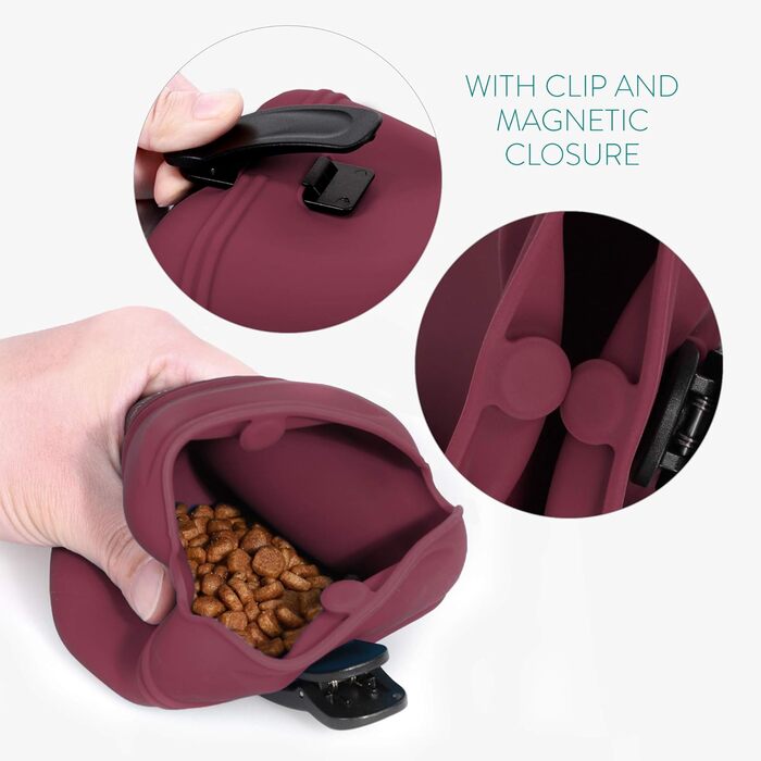 Набір з 2 Silikon Futterbeutel Navaris для собак - 2шт. Сумки для ласощів, корму, води (сірий & червоний)