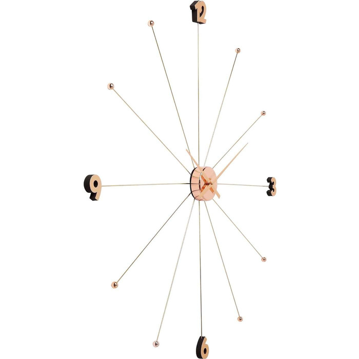 Kare Design Wall Clock Like Umbrella, 100cm Diameter, Clock, Modern, Minimalist, Aluminum Frame, Round, Battery not included (Rosegold)