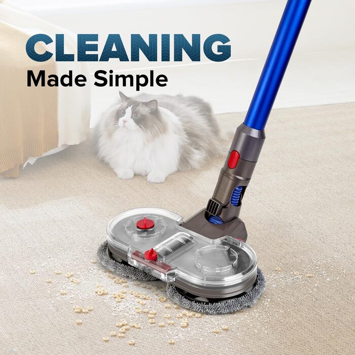 Насадка для миття підлоги сумісна з Dyson V7/V8/V10/V11/V15, знімний бак для води та 6 змінних мікрофібрових серветок для твердих підлог