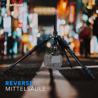 Штатив Mantona Light Traveller 131,5 см чорний: легкий фотоштатив з кульковою головкою та Arca-Swiss, до 5 кг, алюміній
