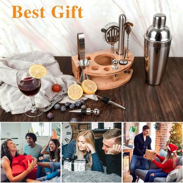 Набір шейкер для коктейлів Esmula 750 мл, 12 предметів, з рецептами, з нержавіючої сталі