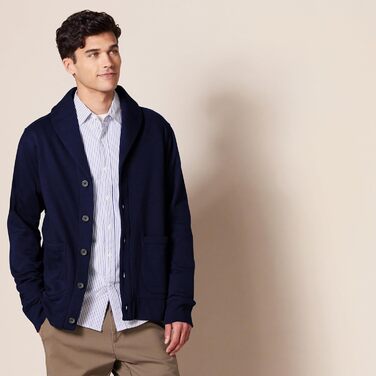 Чоловіча в'язана жилетка Amazon Essentias з флісу з капюшоном та коміром-шарфом (S, Морська синя)