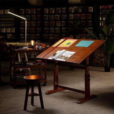 MEEDEN Large Walnut Wood Art Drawing Table - Adjustable Height Studio Desk for Painting, Writing & Reading (107 x 76cm)