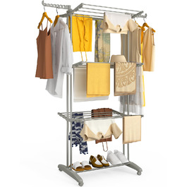 Внітрішній та зовнішній сушильник для білизни Vounot® з 4 ярусами, сірий, 125x62x173 см