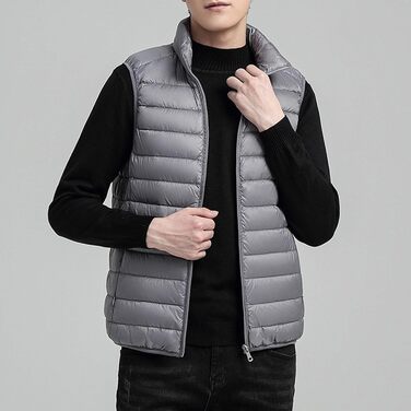 Чоловіча пухова жилетка, легка, стегана, для активного відпочинку, водонепроникна, без рукавів (Сірий, XXL)