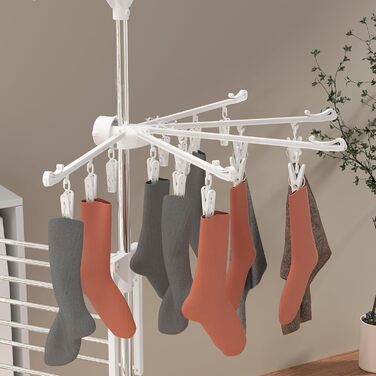 Сушарка для білизни Hyfive, велика, 4 яруси, з кріпленням для шкарпеток, нержавіюча сталь, складається для зберігання