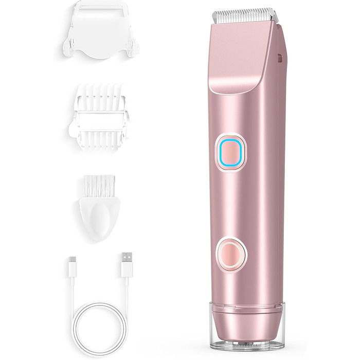Епілятор для жінок 2-в-1 з тримером для бікіні, ніг, тіла. Вологостійкий, USB-C, рожеве золото