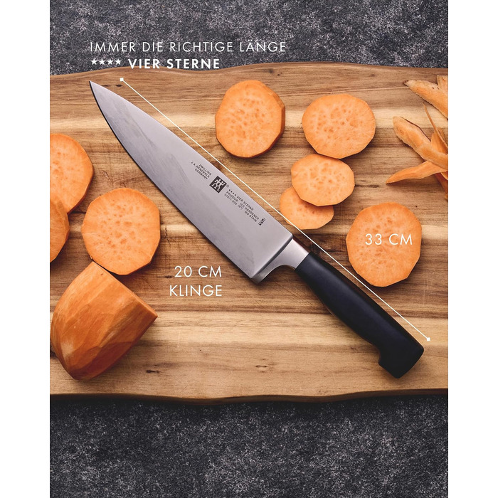 Кухонний ніж Zwilling Vier Sterne 20 см, нержавіюча сталь, Made in Germany