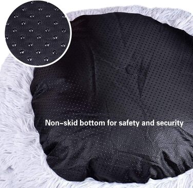 Кішечка Queta: зручне ліжко для кота та маленької собаки, м'яке, плюшеве, кругле, 60 см, світло-сірий