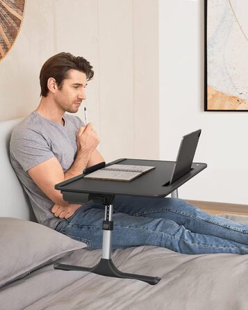 Зламаний столик SAIJI 60x40 см: регульована висота, підставка для книг, ящик, столик для ноутбука/планшета, чорний