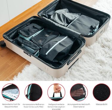 Набір компресійних кубиків для багажу Atacama Premium: 6 шт. (чорний)