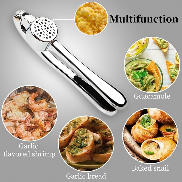 Прес для часнику з нержавіючої сталі, зручний у використанні, легко миється, кухонний аксесуар