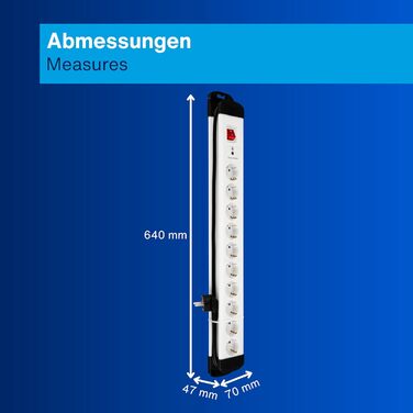Многорозеткова смуга REV з захистом від перенапруги, 10 розеток, 2м, білий, 3680W