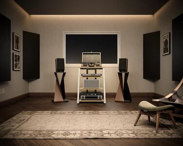 HiFi тумба FITUEYES з дерева та сталі для програвача вінілу та аудіотехніки 61x52x78 см (натуральний колір)