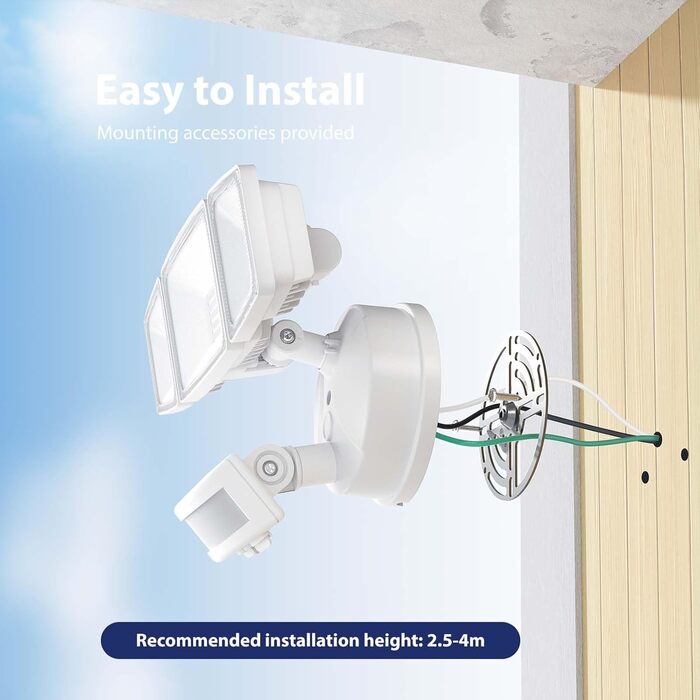 Onforu LED Floodlight with Motion Sensor Outdoor 55W, 5000 LM LED Floodlight, Outdoor Spotlight with Adjustable 3 Heads, 6500 K Cold White Spotlight, IP65 Waterproof Floodlight for Garage, Garden, Yard (White)