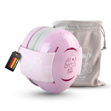 Навушники для захисту вух дитини 3-6 років. Комфортні, сертифіковані CE. Захист від шуму для концертів, подорожей та повсякденного використання. Без тиску на велике джерельце. Білі/Рожеві.