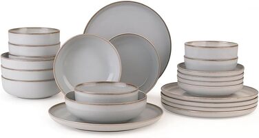 Набір посуду Kutahya Porselen (24 елементи) – 12-ти частинний сервіз для 4 осіб, сучасний порцеляновий посуд, Pearl Grey