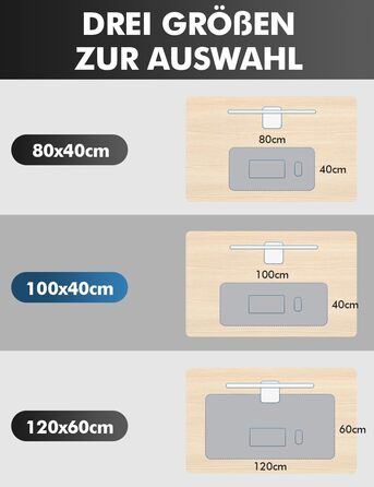 Підкладка для столу з фетру, 100x40 см, антиковзаюча, захист для офісу та дому (темно-сірий)