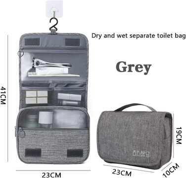 Сумка для подорожей з організацією, сіра. З металевим гачком для підвішування.