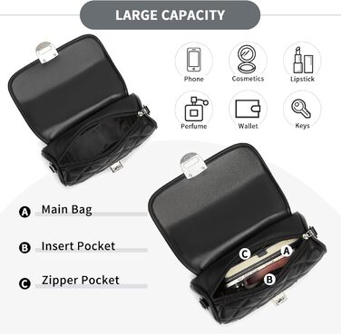 Сумка жіноча Miss Lulu середнього розміру: шкіряна сумка-тоут, крос-боді, вінтажний стиль, чорна (4-1)