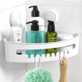 iLikeable Suction Cup Storage, Shower Caddy No Drilling Corner Shelf, 1000 Times Reusable Shower Storage Organization for Kitchen, Bathroom, Shampoo, Office, Balcony, Load Capacity 10KG Shower Shelf