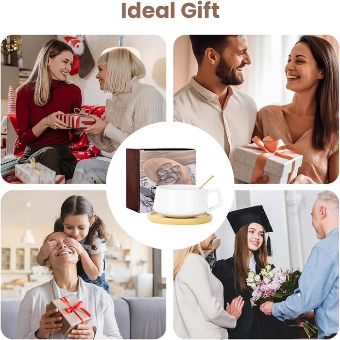 Набір кавових чашок капучіно з блюдцем, 4 шт. (320 мл) з кераміки, чорний колір