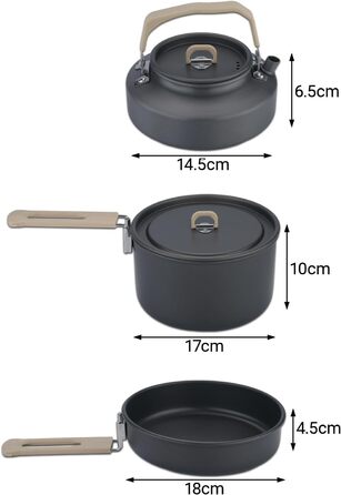 Набір посуду для кемпінгу ISFORU на 2-3 особи, 13 предметів: антипригарні каструлі та сковорідки, посуд для приготування їжі з котелком, пластикові миски та аксесуари. Компактний набір для пікніків, походів та кемпінгу.