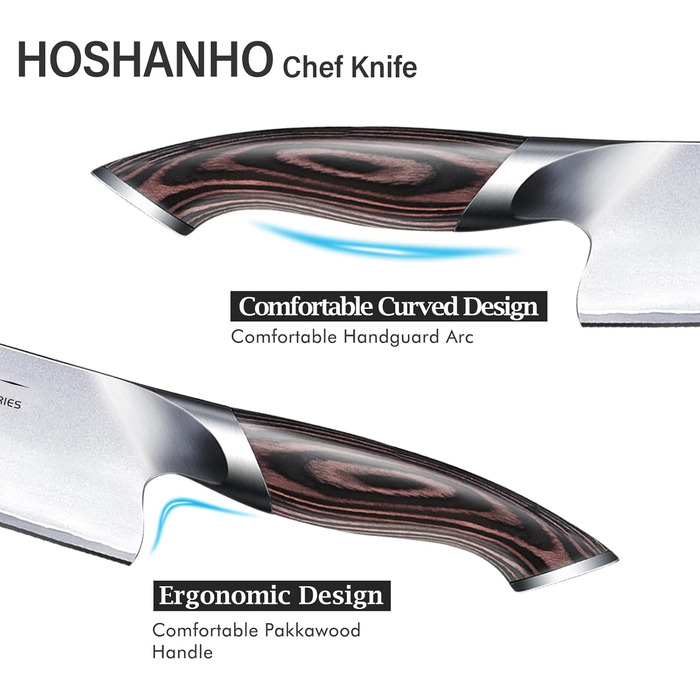 Ніж кухарський HOSHANHO Profi 8 дюймів, сталь, ергономічна ручка, подарункова коробка