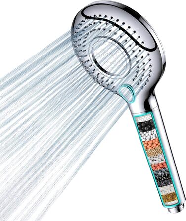 Showerhead with Filter MEKO High-Pressure Hand Shower with 15-Layer Filtration, 1.5M Hose, 3 Spray Patterns, Water-Saving Showerhead for Removing Hard Water, Residual Chlorine, Bacteria, and Heavy Metals