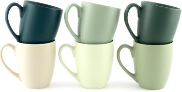 Large Coffee Mug Set – Coffee cups made of high-quality and sturdy ceramic, large handles, large mugs (natural colors, set of 6)