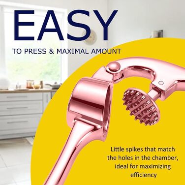 Преміум-нічна прес для часнику з нержавіючої сталі – прес для часнику, подрібнювач та очищувач, набір, стійкий до миття в посудомийній машині та іржавіння (Рожевий)