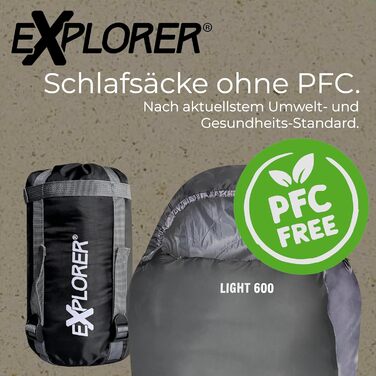 Сплячий мішок Explorer® Light 600 - ультралегкий літній спальний мішок для кемпінгу та трекінгу. Температурний режим: -2°C до +14°C. Вага наповнювача: 700g. Розміри: 210x75x50cm. Колір: сірий.