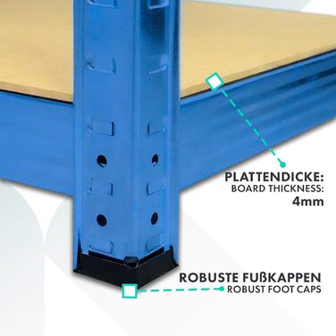 OfficeMarshal Heavy-Duty Shelving Unit - Lakota (200x120x60 cm, Blue)