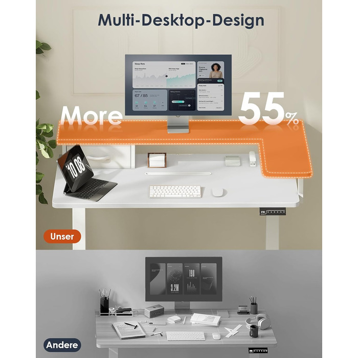 Регульований за висотою стіл OffiGo 120x60 з L-подкоркой, USB, висувна шухляда, ергономічний комп'ютерний стіл
